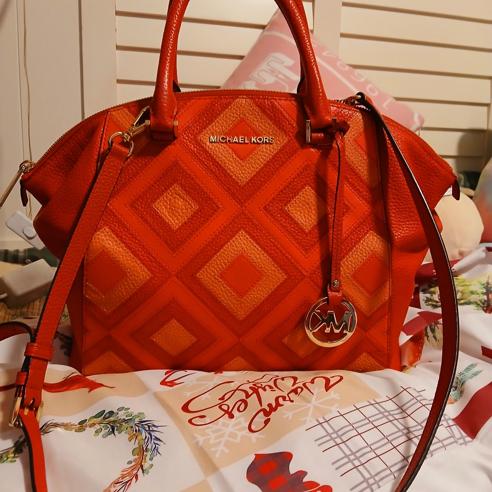 Michael Kors Red Diamond Pattern Women's Bag